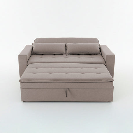 Sofá cama 2 cuerpos Londres con tela chenilla color café claro