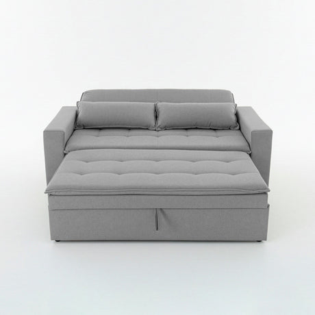 Sofá cama 2 cuerpos Londres con tela chenilla color gris claro