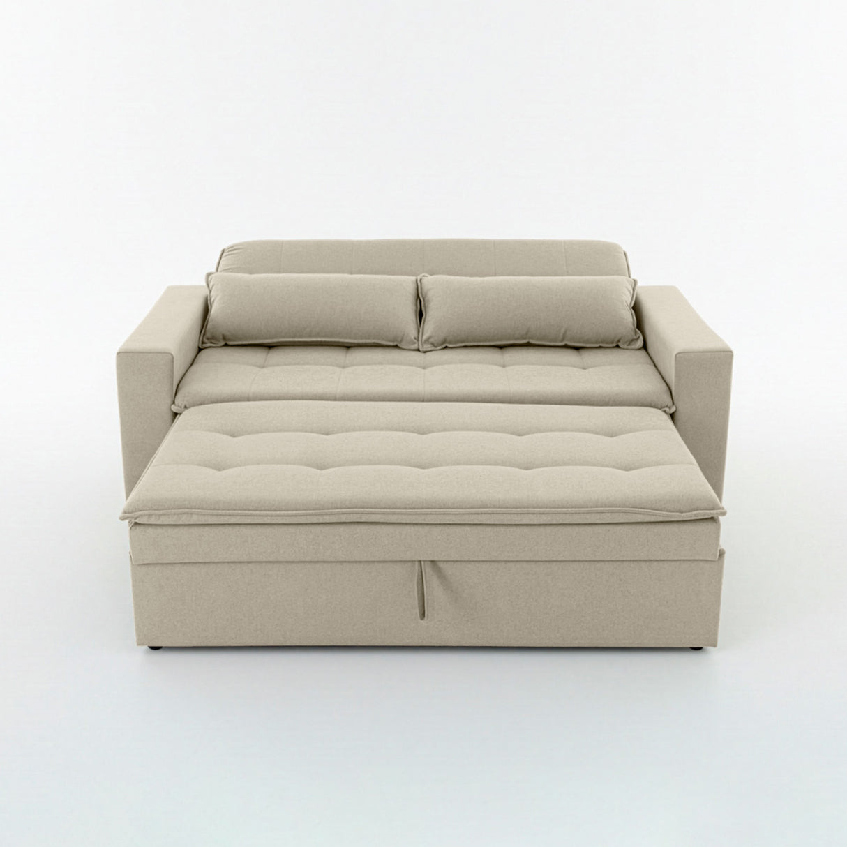 Sofá cama 2 cuerpos Londres con tela chenilla color beige claro