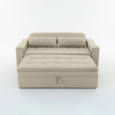 Sofá cama 2 cuerpos Londres con tela chenilla color beige claro