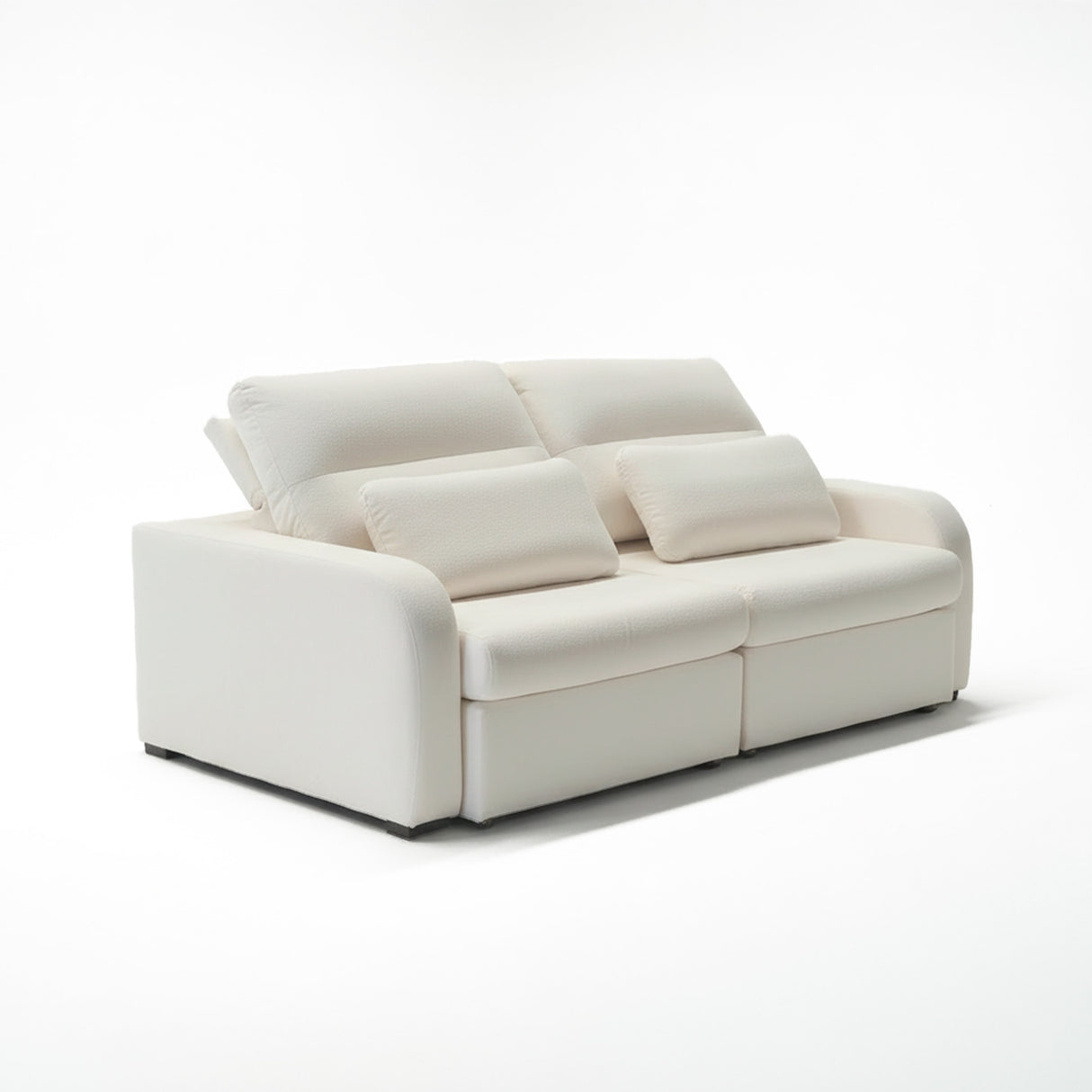 Sofá extensible de dos cuerpos, tapiz boucle color blanco 