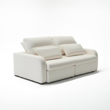 Sofá extensible de dos cuerpos, tapiz boucle color blanco 