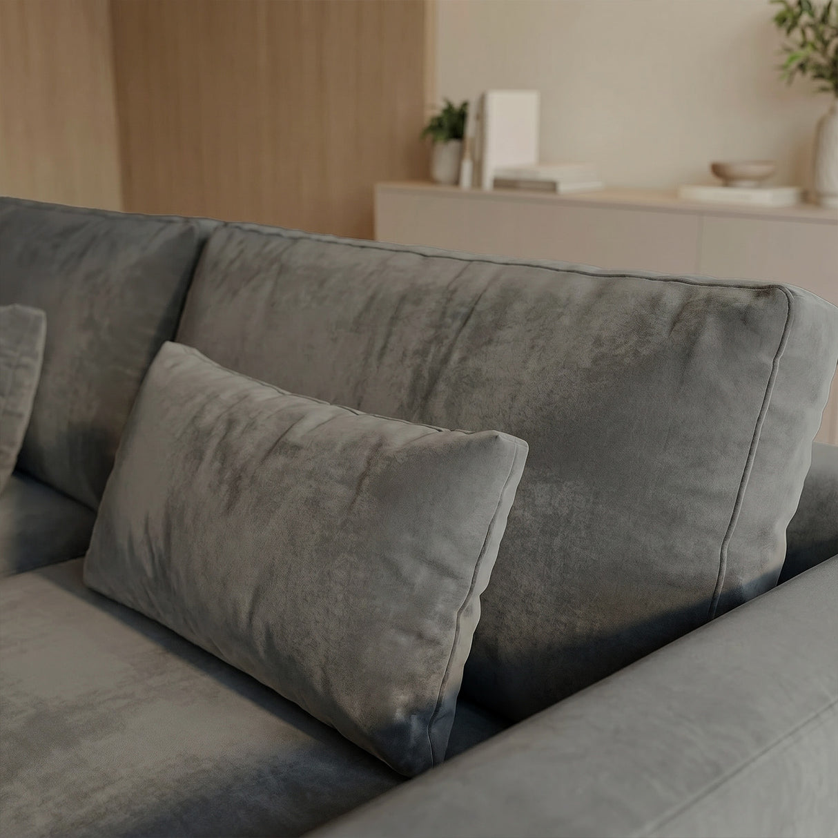 Sofá Seccional 3 Cuerpos Palace con Chaise Longue Izquierdo Tela Gris Oscuro - 3.36m a Confección