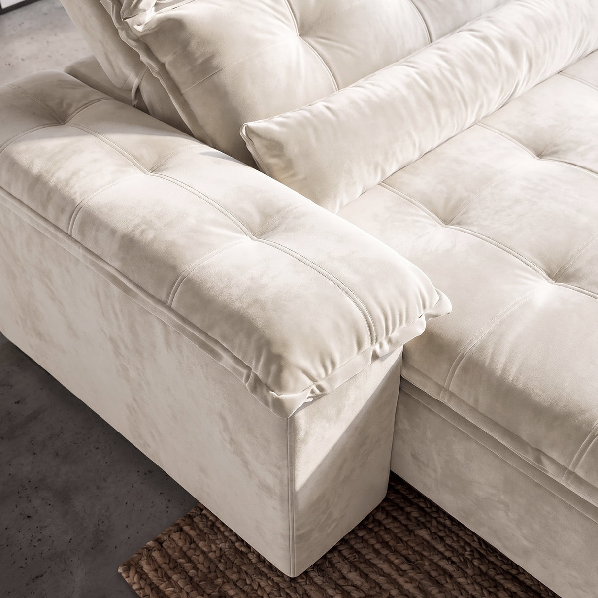 Sofá 3 Cuerpos Prediletto Tela Beige - 3.60m