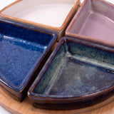 Set 4 bowls de cerámica triángulo + bandeja
