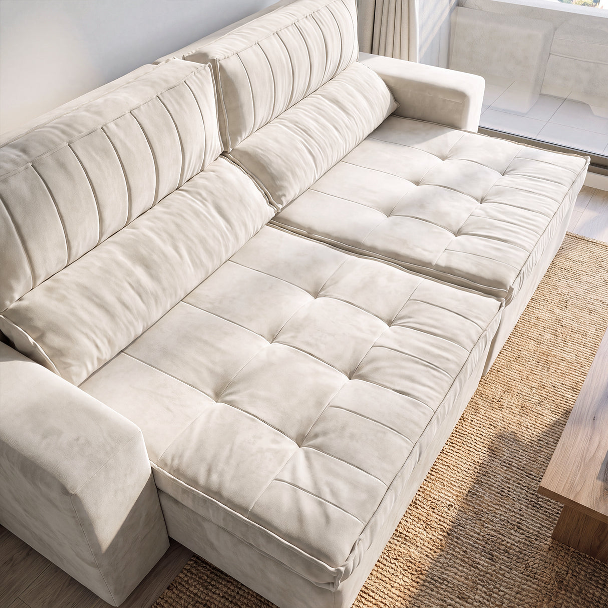 Sofá 2 cuerpos Toquio Tela Beige - 2.44m