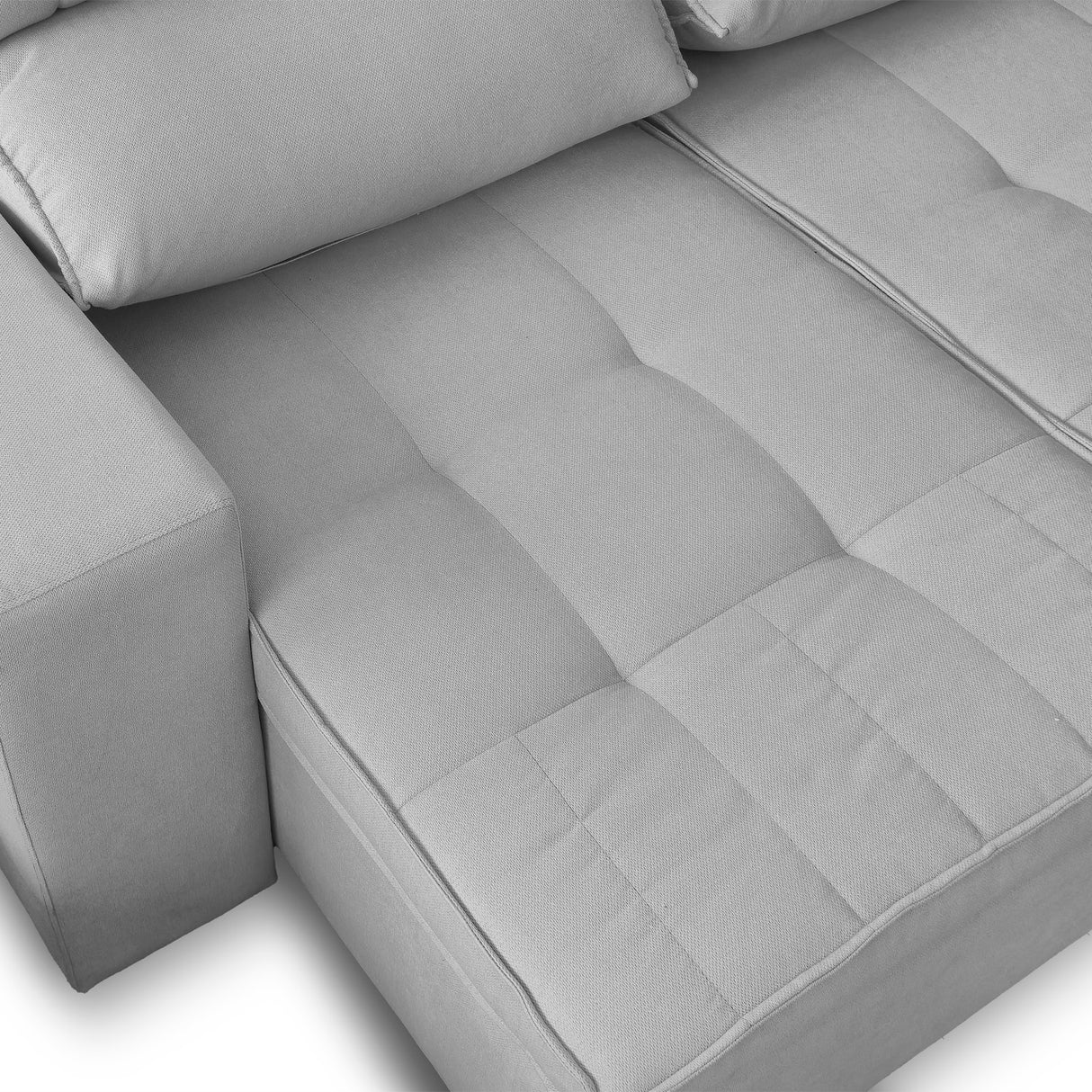 Sofá extensible y reclinable de 3 cuerpos tela chenille color gris