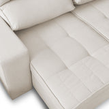 Sofá extensible y reclinable de 3 cuerpos tela chenille color crema