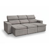 Sofá extensible de 3 cuerpos con tela de tercipelo color gris