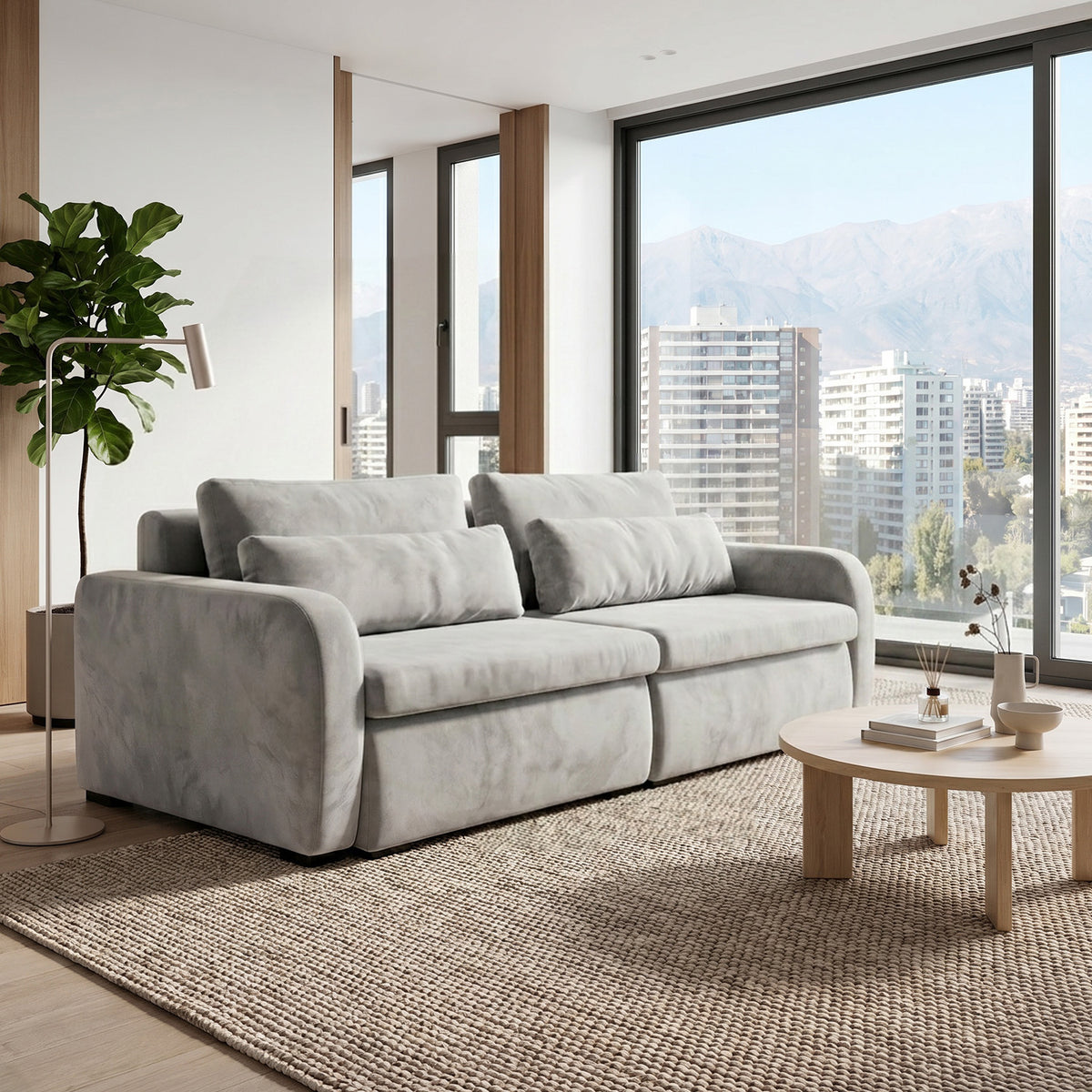 Sofá Modular 2 Cuerpos Treviso Tela Gris Claro - 2.28m a Confección