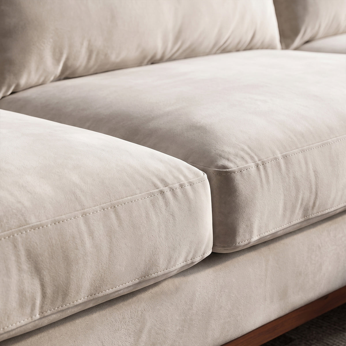 Sofá Seccional 3 Cuerpos Adesso con Chaise Longue Derecho Tela Beige - 3.90m a Confección