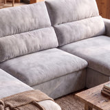 Sofá Seccional 3 Cuerpos Dublin con Chaise Longue Izquierdo Tela Gris Claro - 2.80 x 1.90m a Confección
