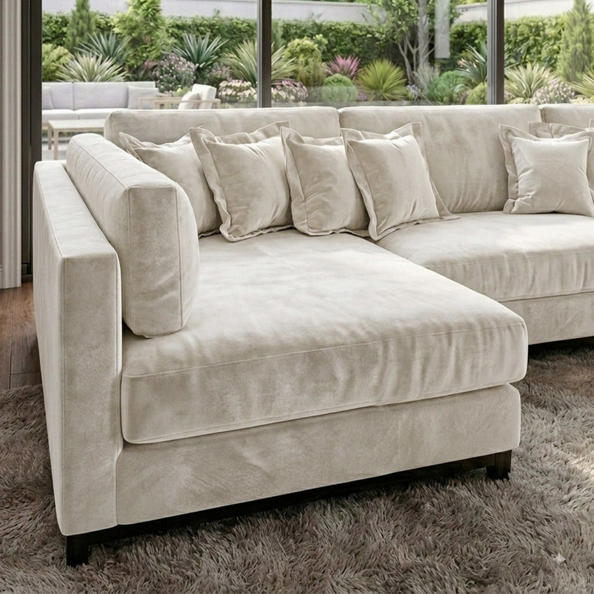 Sofá 3 Cuerpos Liberty con Chaise Longue Izquierda Tela Beige - 2.30m a Confección