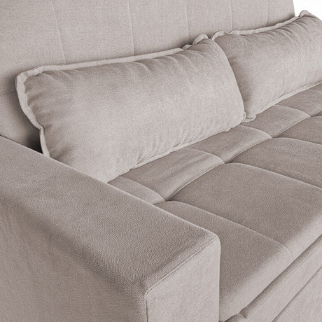 Sofá cama 2 cuerpos Londres con tela chenilla color café claro