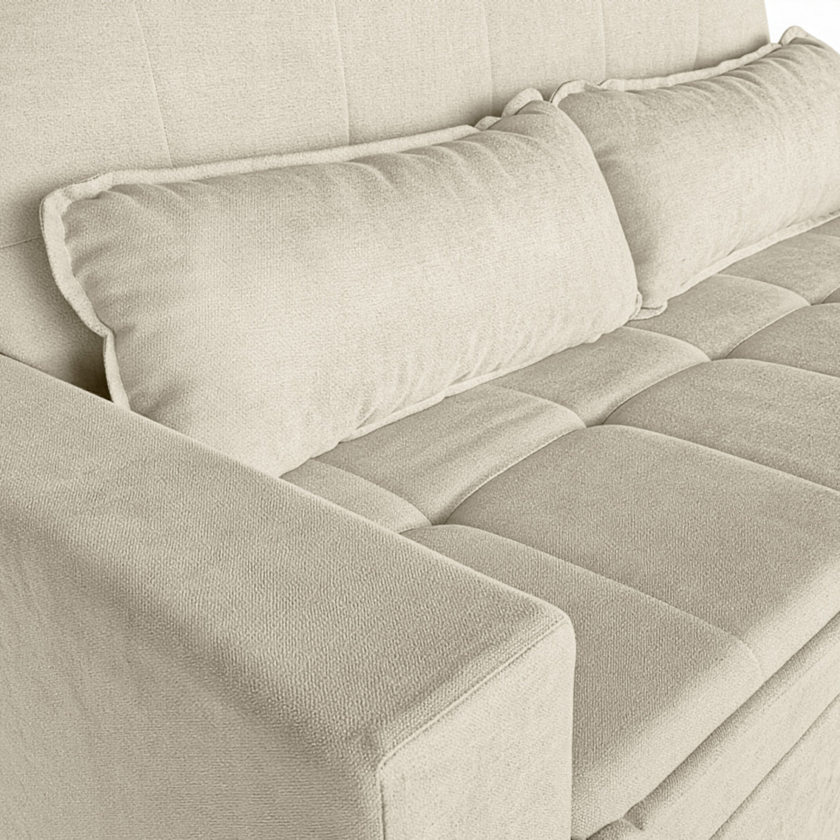 Sofá cama 2 cuerpos Londres con tela chenilla color beige claro