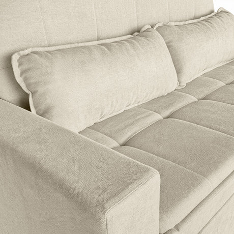 Sofá cama 2 cuerpos Londres con tela chenilla color beige claro