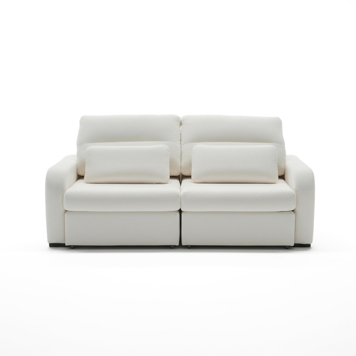Sofá extensible de dos cuerpos, tapiz boucle color blanco 