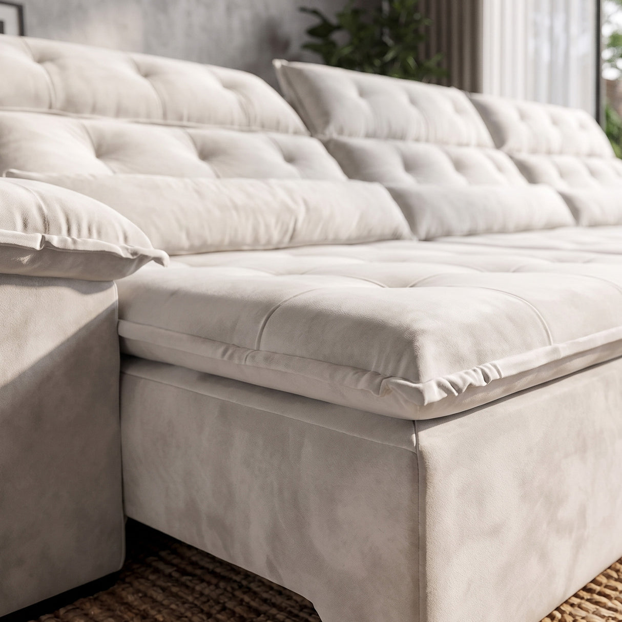 Sofá 3 Cuerpos Prediletto Tela Beige - 3.60m
