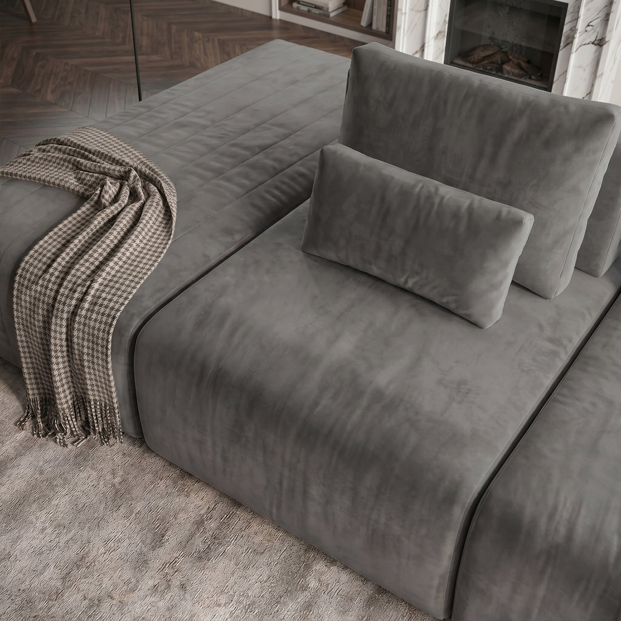 Sofá Modular 3 cuerpos Alba Tela Gris Oscuro - 3.00m a Confección