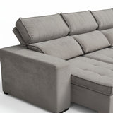Sofá extensible de 3 cuerpos con tela de tercipelo color gris