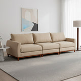Sofá de tres cuerpos color beige con tapizado impermeable