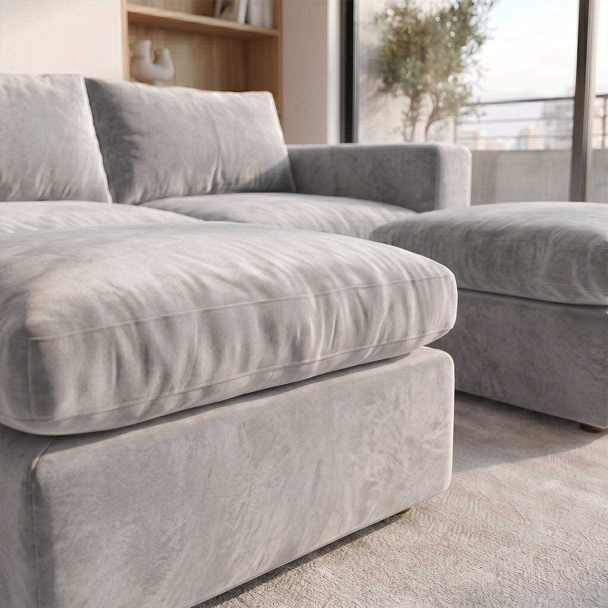 Sofá Modular 2 Cuerpos con 2 Poufs Conecta