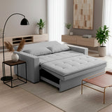 Sofá cama 2 cuerpos Londres con tela chenilla color gris claro