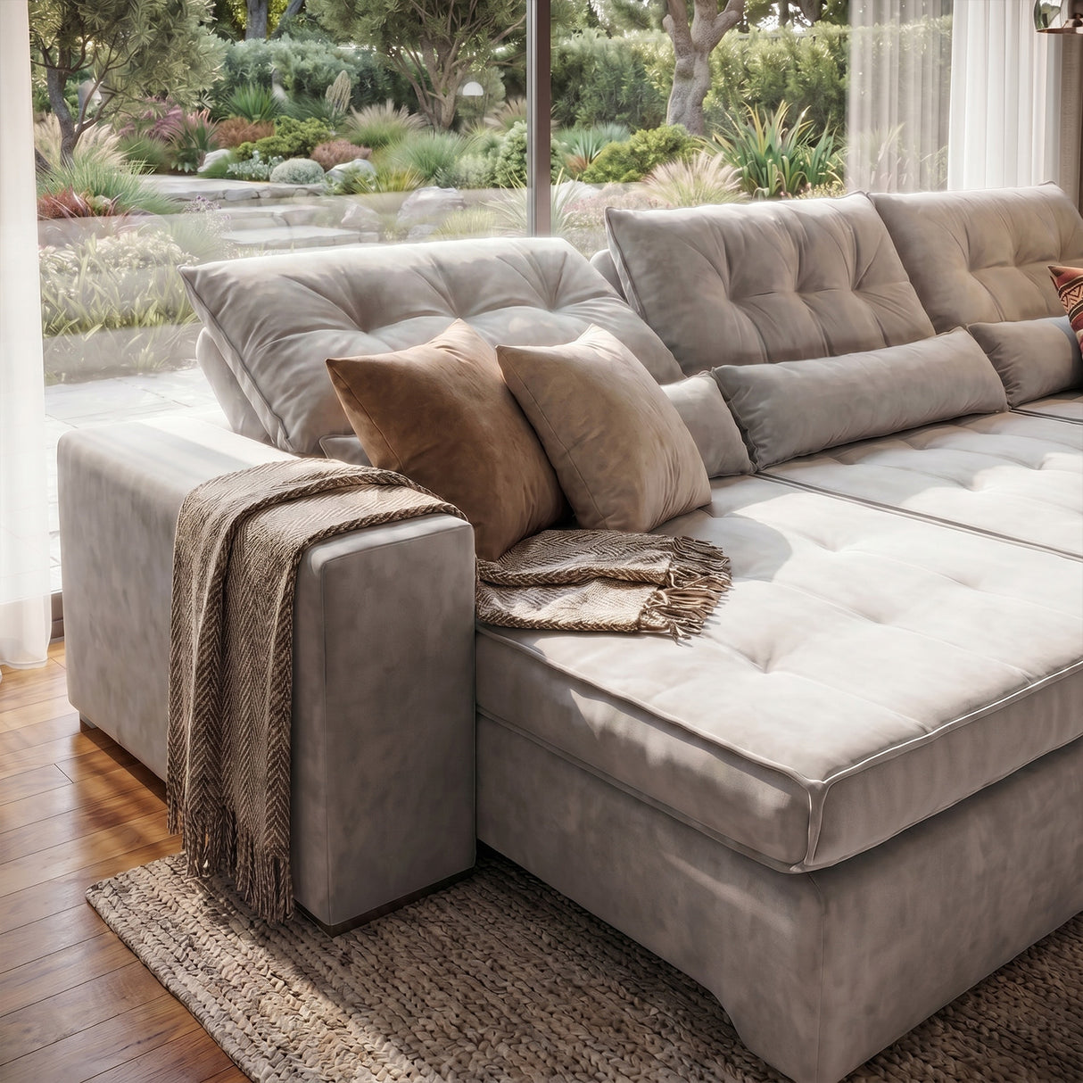 Sofá 2 cuerpos Miami Tela Beige - 2.24m