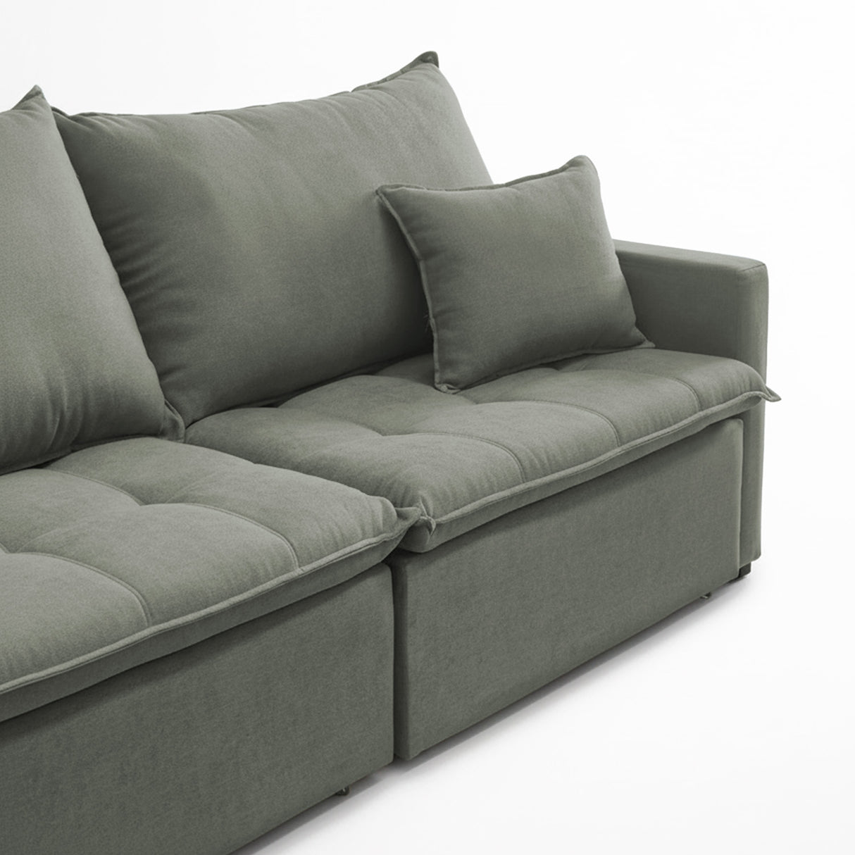 Sofá cama tres cuerpos color verde musgo 