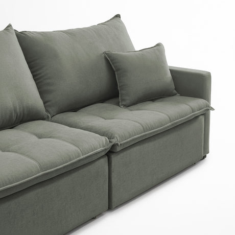 Sofá cama tres cuerpos color verde musgo 