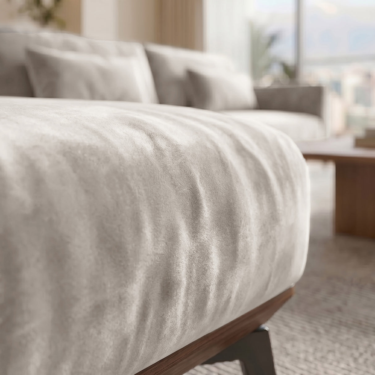 Sofá Seccional 3 Cuerpos Palace con Chaise Longue Izquierdo Tela Beige - 3.06m a Confección