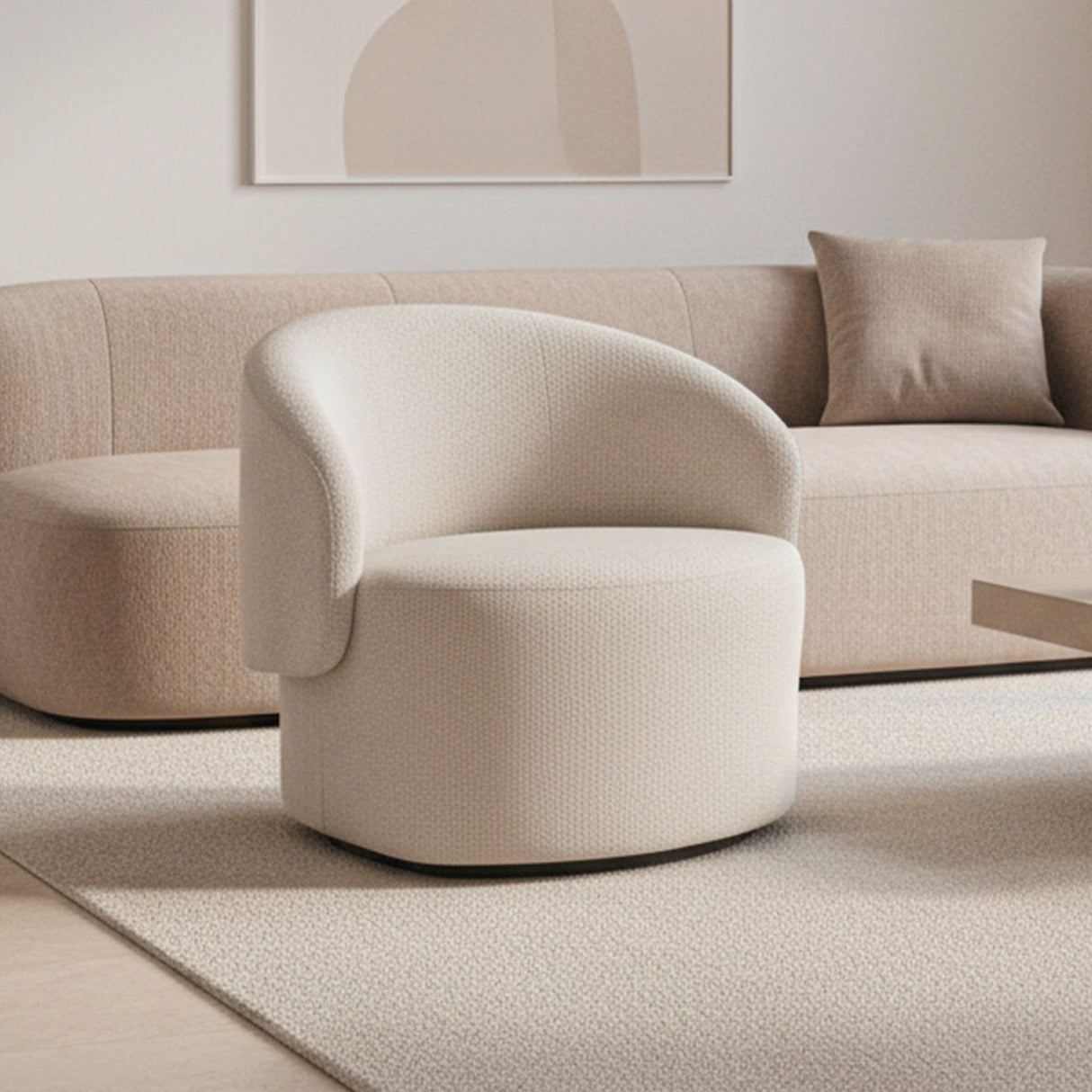 poltrona giratoria color beige claro