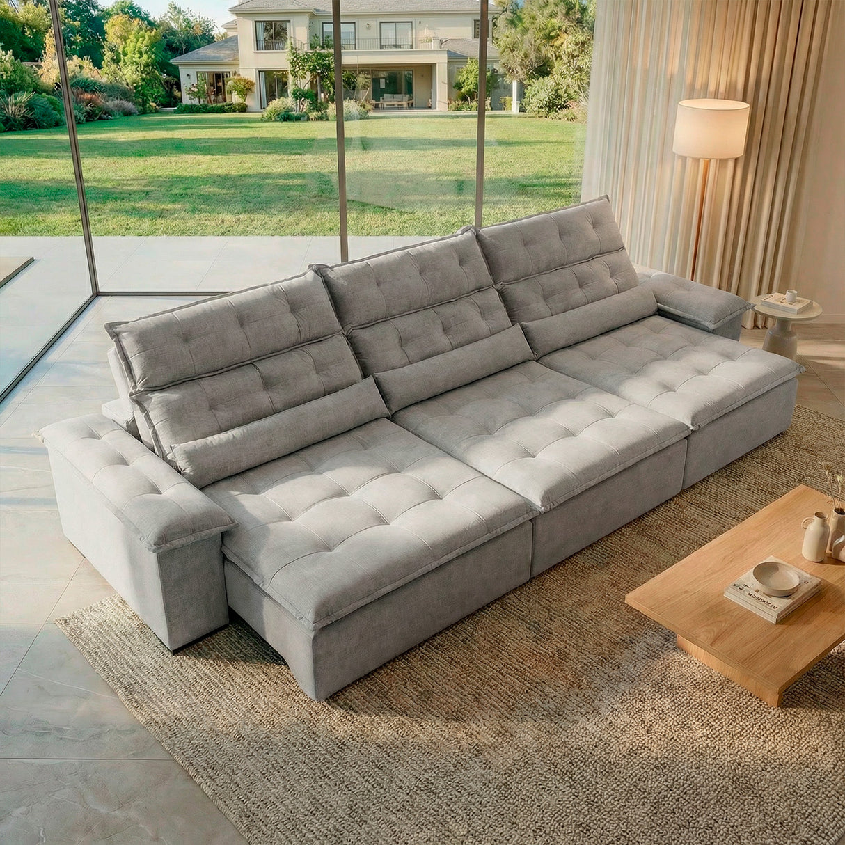 Sofá 3 Cuerpos Prediletto Tela Blanco - 3.60m