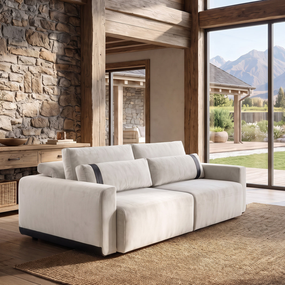 Sofá 2 Cuerpos Rizzonte Tela Beige - 1.96m