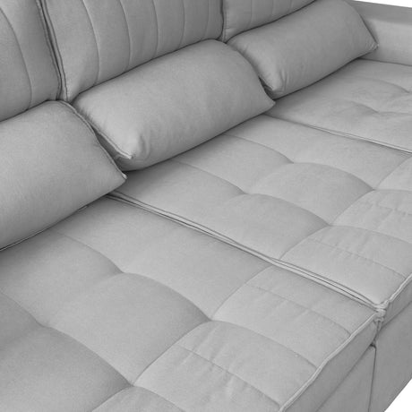 Sofá extensible y reclinable de 3 cuerpos tela chenille color gris