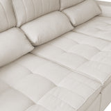 Sofá extensible y reclinable de 3 cuerpos tela chenille color crema