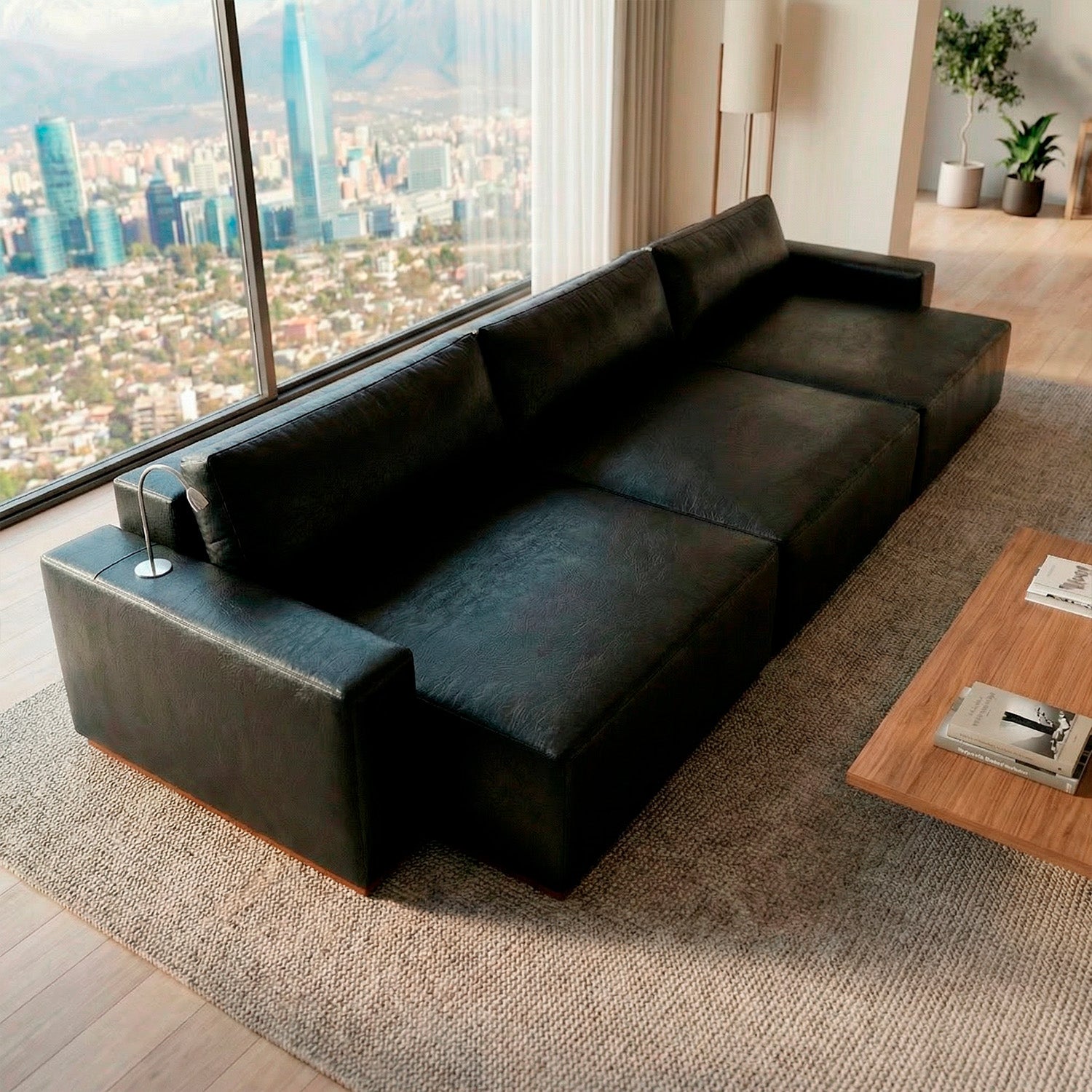 Sofá Extensible Imperial de Eco Cuero con Carga touch y Luminaria