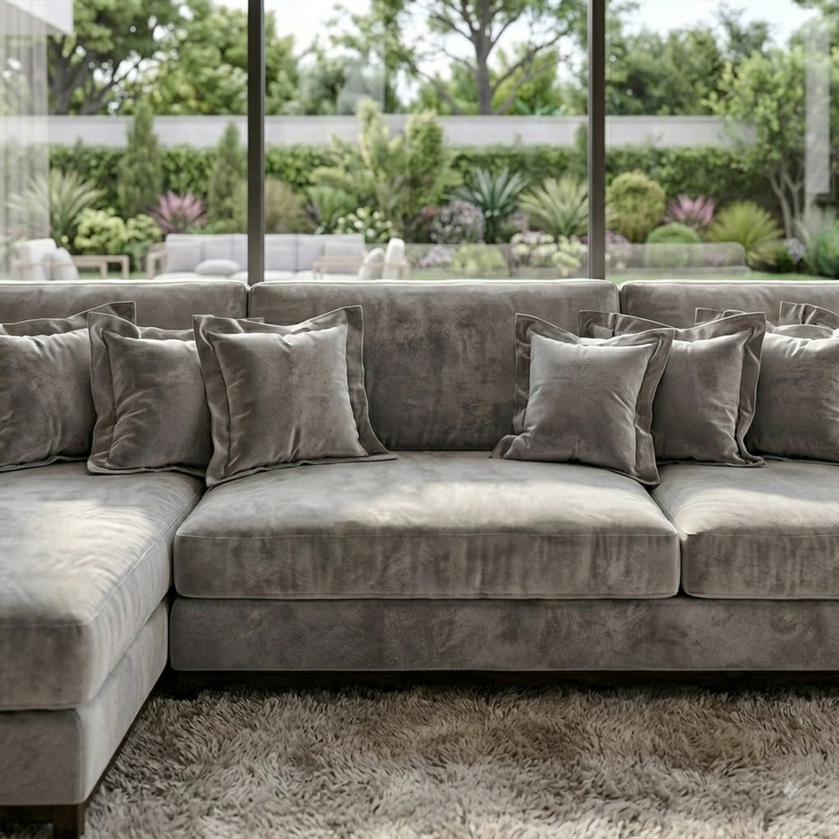 Sofá 3 Cuerpos Liberty con Chaise Longue Izquierdo Tela Gris Claro - 2.60m a Confección