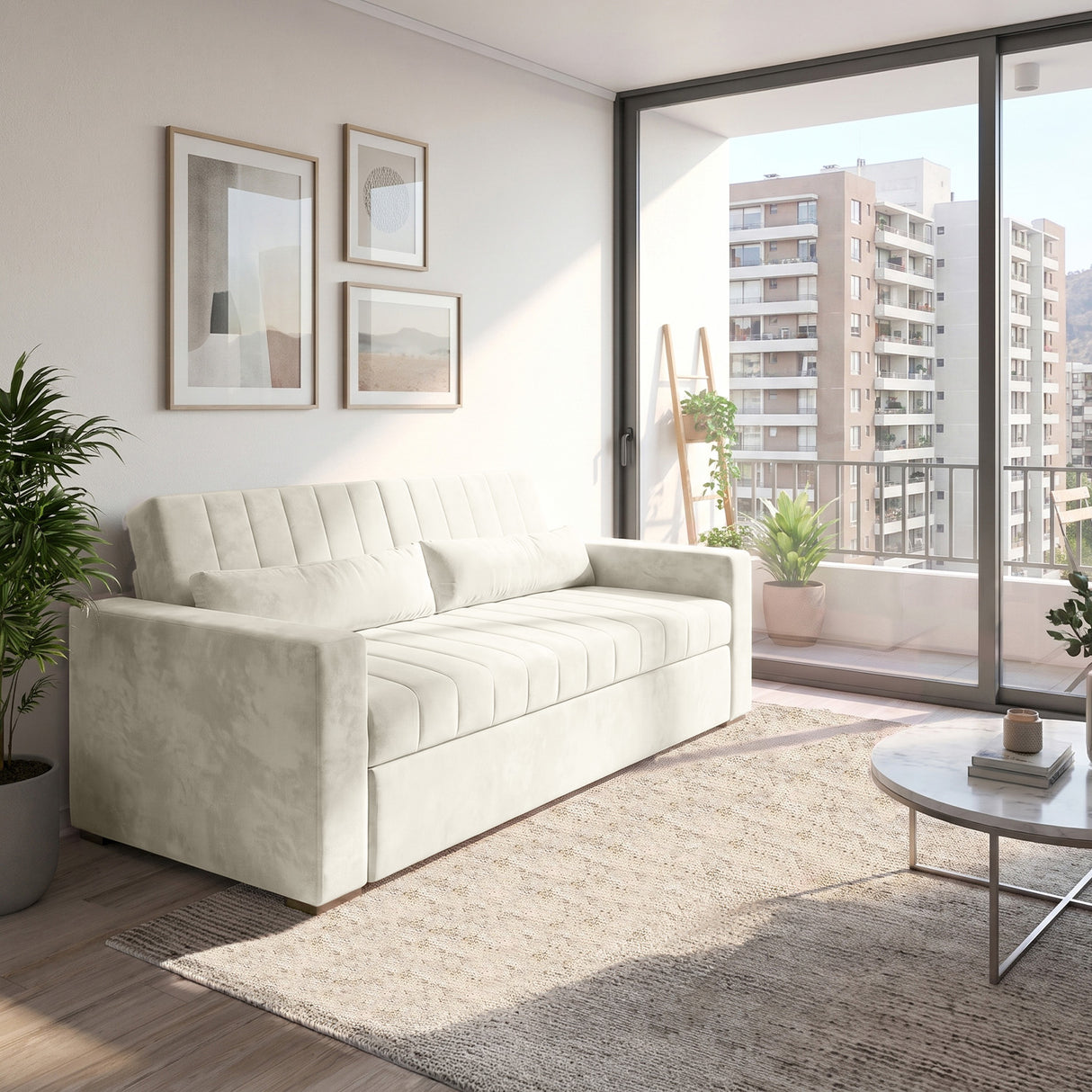 Sofá 2 cuerpos Málaga Tela Beige - 1.50m