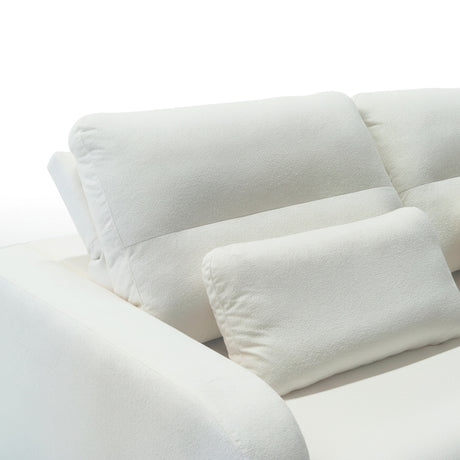 Sofá extensible de dos cuerpos, tapiz boucle color blanco 