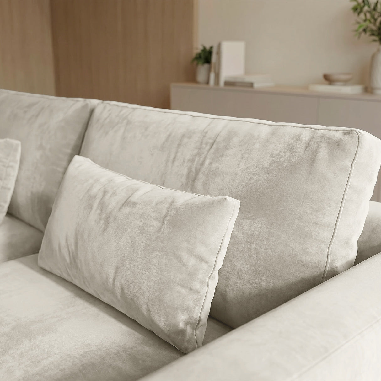 Sofá Seccional 3 Cuerpos Palace con Chaise Longue Izquierdo Tela Beige - 3.06m a Confección