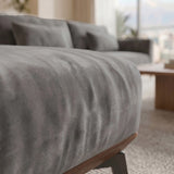 Sofá Seccional 3 Cuerpos Palace con Chaise Longue Izquierdo Tela Gris Oscuro - 3.36m a Confección