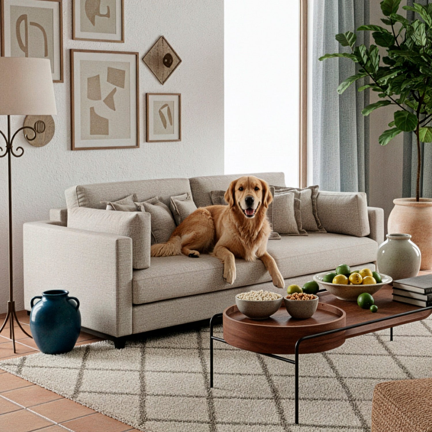 Sofá de 2 cuerpos de tela lino