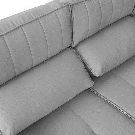 Sofá extensible y reclinable de 3 cuerpos tela chenille color gris