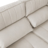 Sofá extensible y reclinable de 3 cuerpos tela chenille color crema