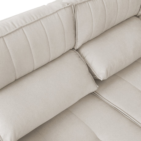 Sofá extensible y reclinable de 3 cuerpos tela chenille color crema