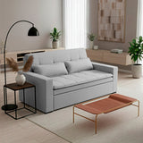 Sofá cama 2 cuerpos Londres con tela chenilla color gris claro