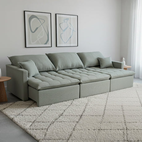 Sofá cama tres cuerpos color verde musgo 