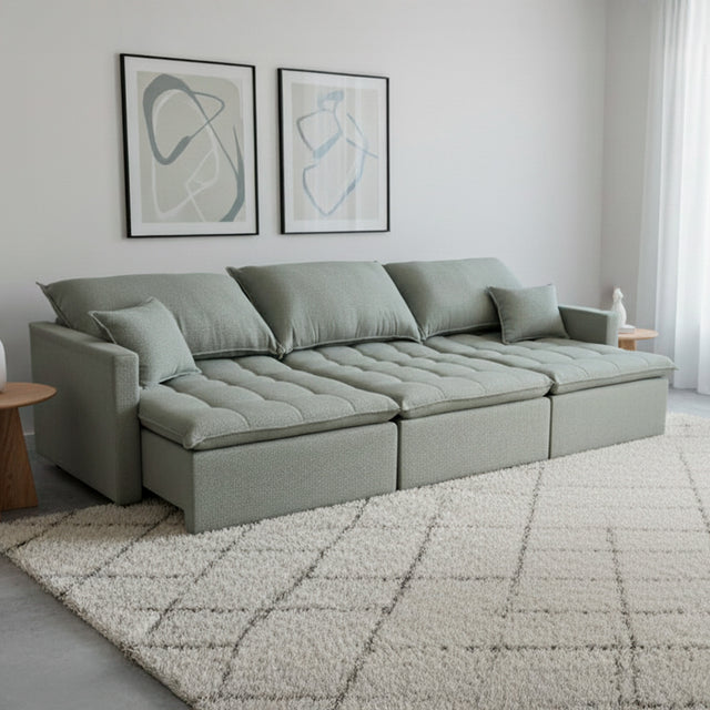 Sofá cama tres cuerpos color verde musgo 