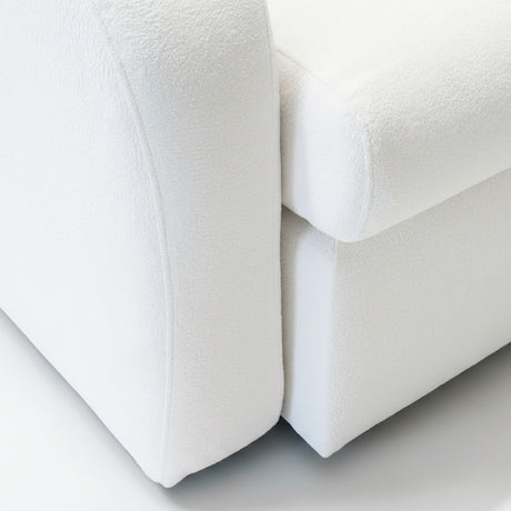 Sofá extensible de dos cuerpos, tapiz boucle color blanco 